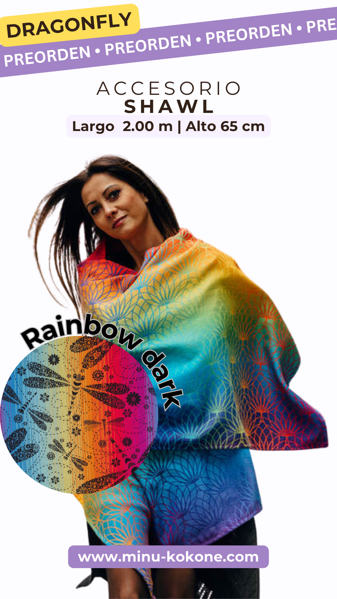 Dragonfly Rainbow Dark - Shawl - PREORDEN
