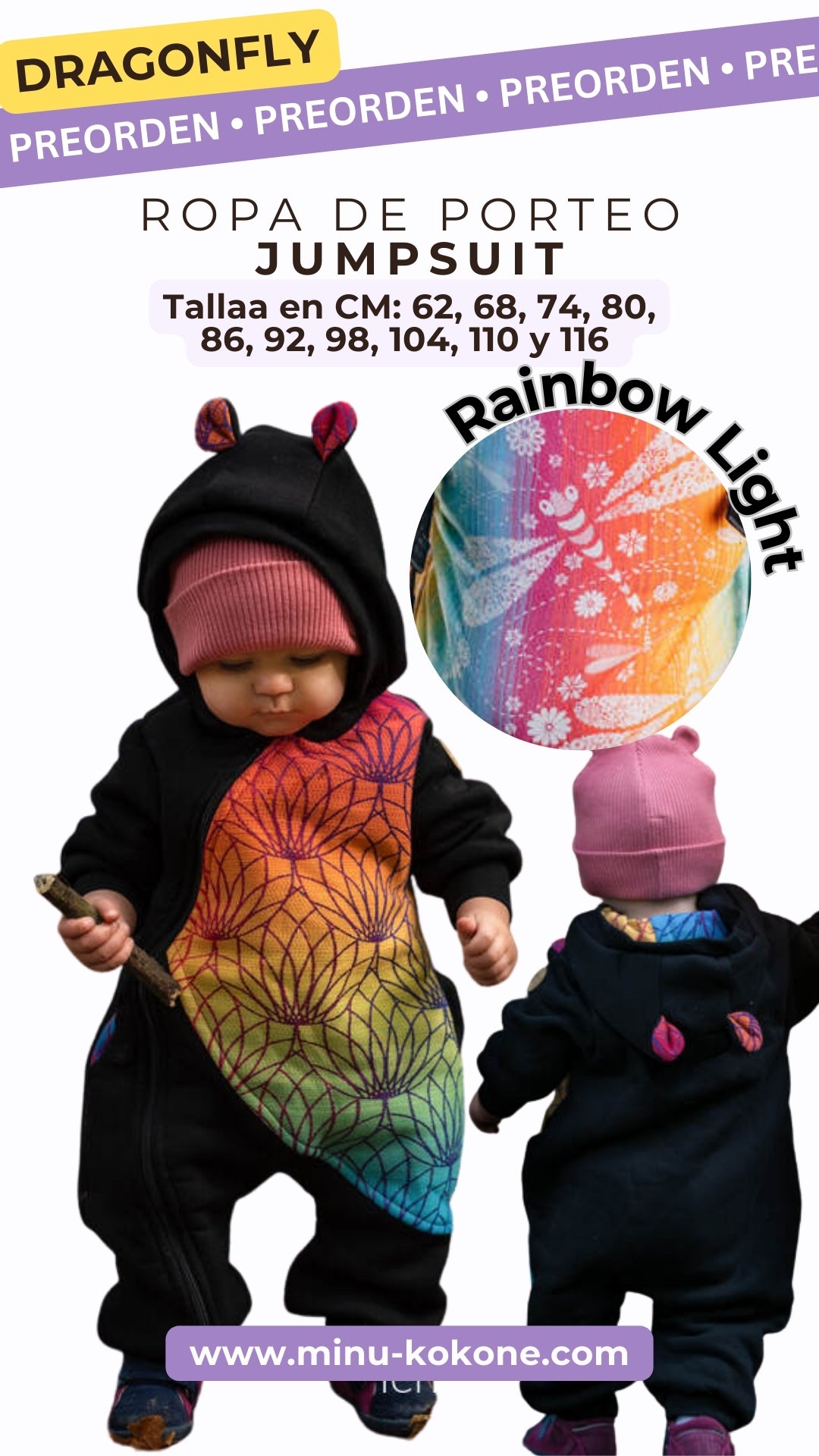 Dragonfly Rainbow Light - Bear Romper - PREORDEN