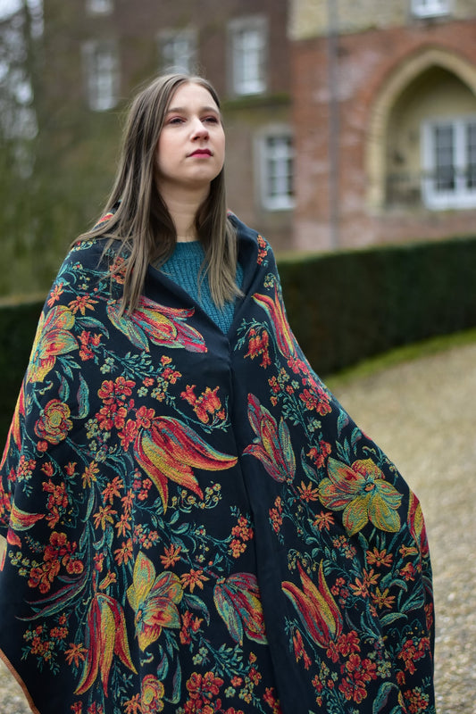 Floral - Black Red Green Yellow - Bandolera