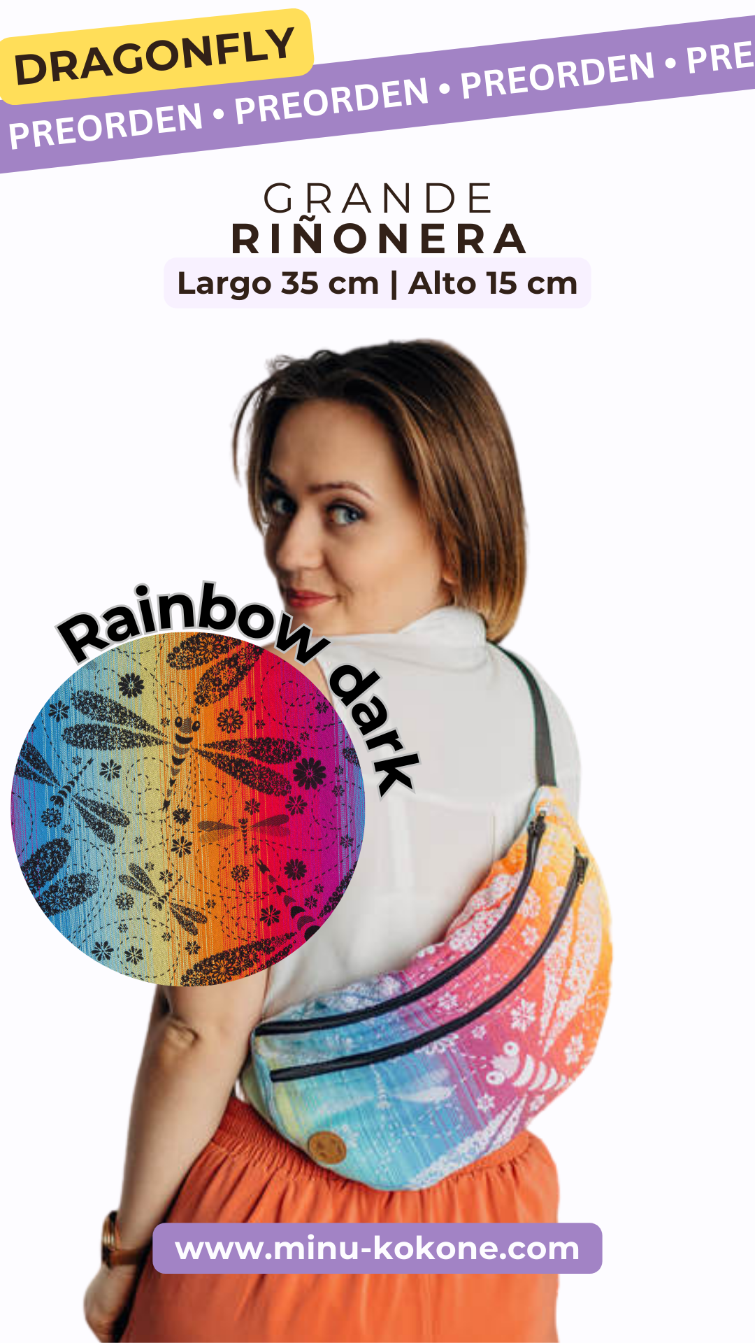 Dragonfly Rainbow Dark - Waist Bag Grande - PREORDEN