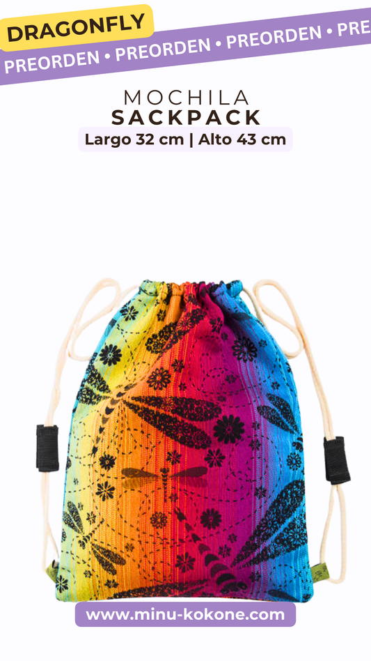 Dragonfly Rainbow Dark - Sackpack - PREORDEN