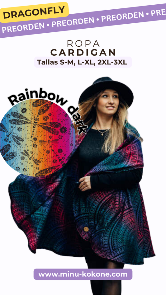 Dragonfly Rainbow Dark - Long Cardigan - PREORDEN