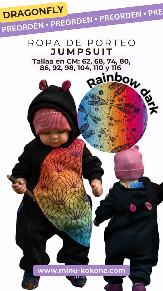Dragonfly Rainbow Dark - Bear Romper - PREORDEN